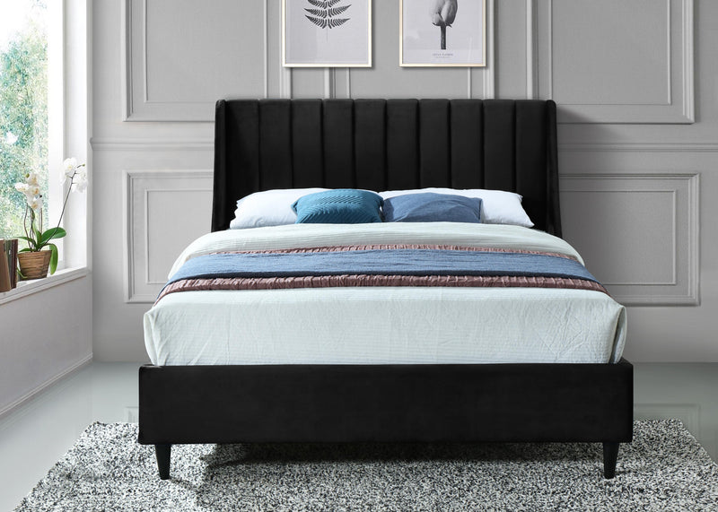 Eva Black Velvet Queen Bed - Town Of Bargains Furniture - NY
