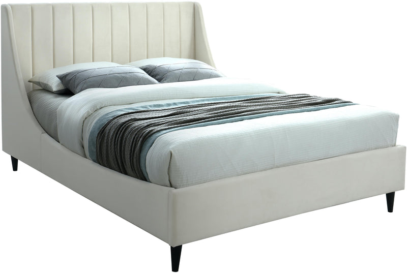 Eva Cream Velvet Queen Bed - Town Of Bargains Furniture - NY