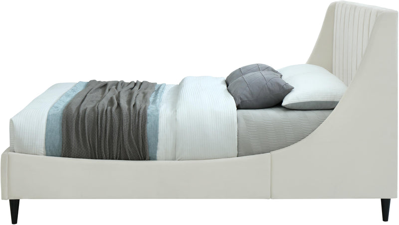 Eva Cream Velvet Queen Bed - Town Of Bargains Furniture - NY