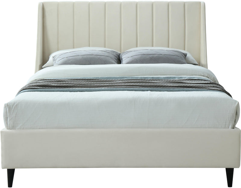 Eva Cream Velvet Queen Bed - Town Of Bargains Furniture - NY