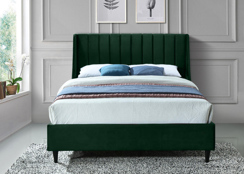 Eva Green Velvet Queen Bed - Town Of Bargains Furniture - NY
