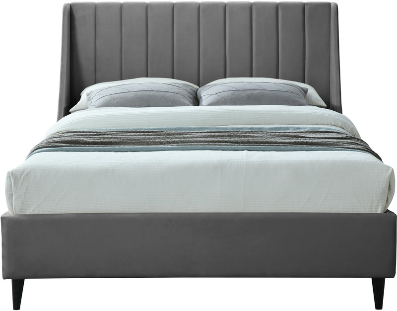 Eva Grey Velvet Queen Bed - Town Of Bargains Furniture - NY