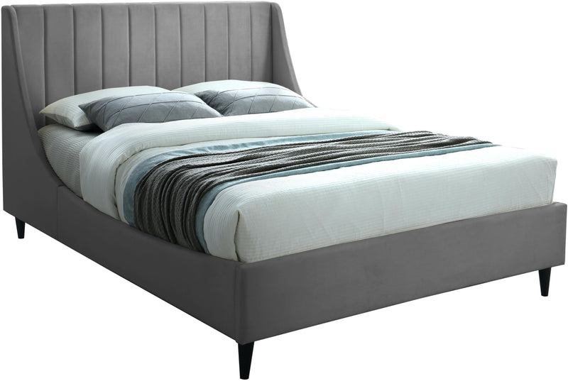 Eva Grey Velvet Queen Bed - Town Of Bargains Furniture - NY