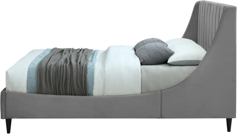 Eva Grey Velvet Queen Bed - Town Of Bargains Furniture - NY