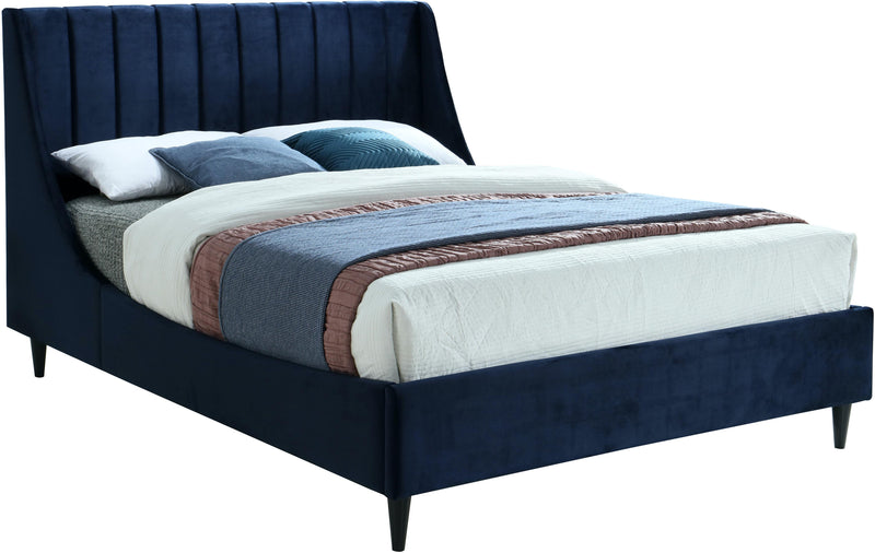 Eva Navy Velvet King Bed - Town Of Bargains Furniture - NY