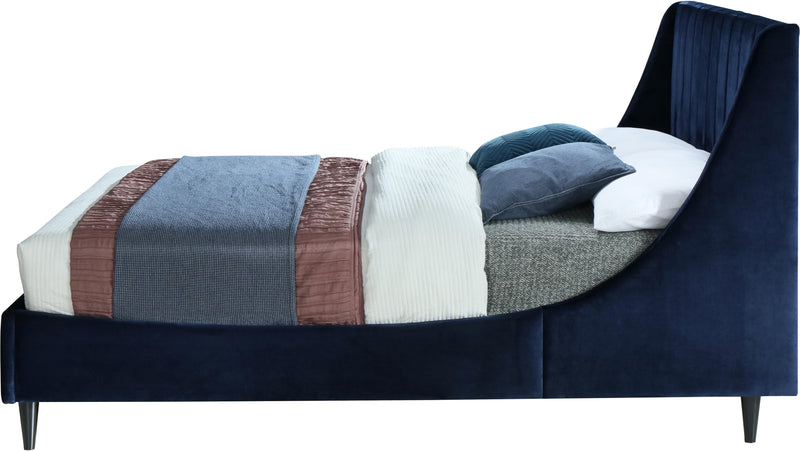 Eva Navy Velvet Queen Bed - Town Of Bargains Furniture - NY