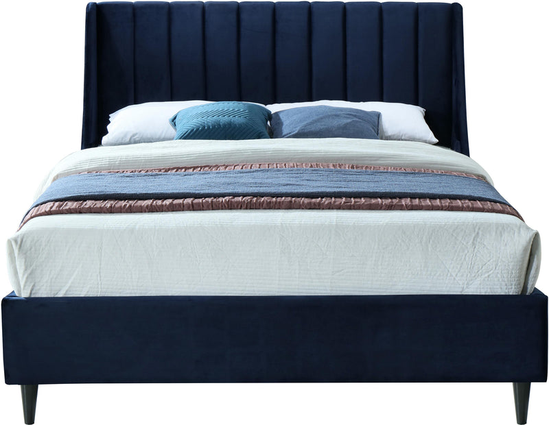 Eva Navy Velvet King Bed - Town Of Bargains Furniture - NY