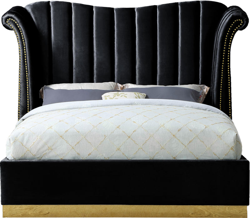 Flora Black Velvet Queen Bed (3 Boxes) - Town Of Bargains Furniture - NY