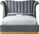 Flora Grey Velvet King Bed (3 Boxes) - Town Of Bargains Furniture - NY