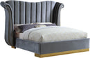Flora Grey Velvet King Bed (3 Boxes) - Town Of Bargains Furniture - NY