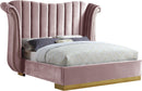 Flora Pink Velvet King Bed (3 Boxes) - Town Of Bargains Furniture - NY