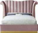 Flora Pink Velvet King Bed (3 Boxes) - Town Of Bargains Furniture - NY
