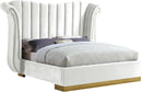 Flora White Velvet Queen Bed (3 Boxes) - Town Of Bargains Furniture - NY
