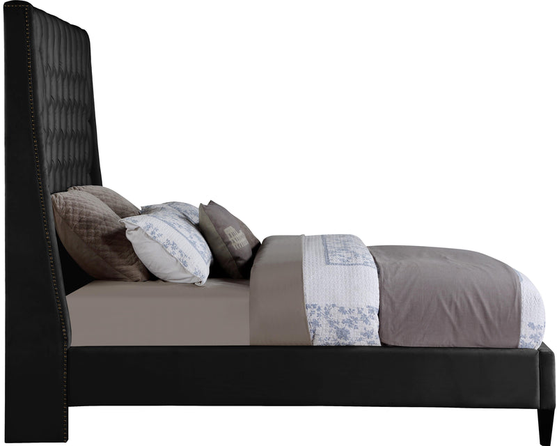 Fritz Black Velvet Queen Bed - Town Of Bargains Furniture - NY