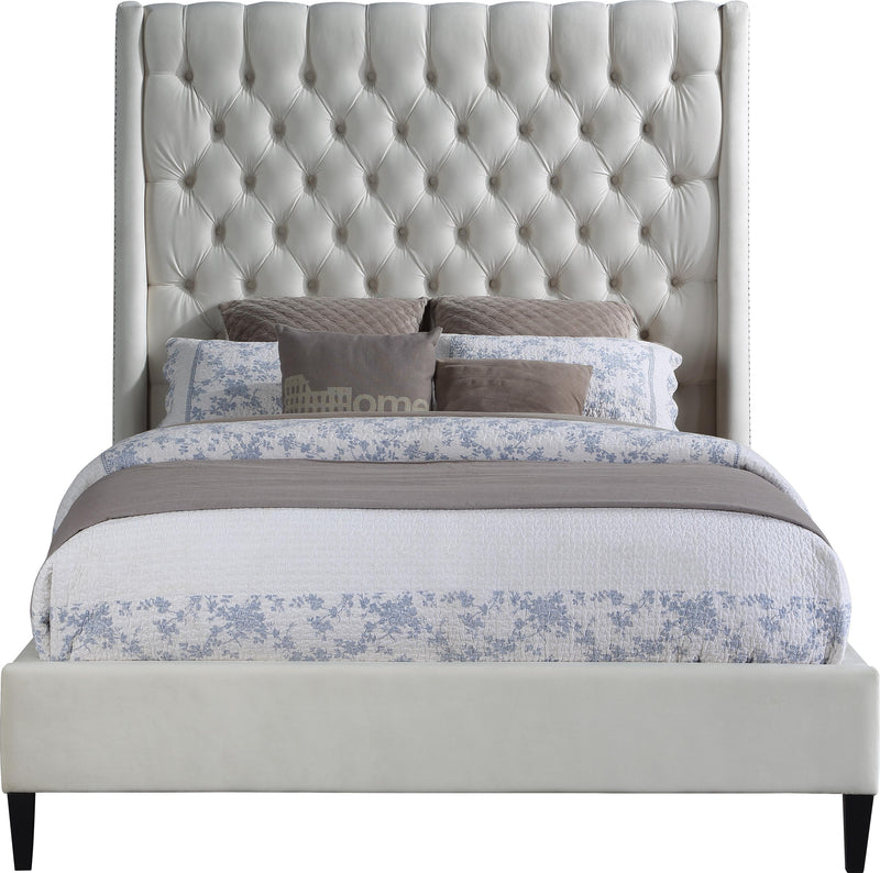 Fritz Cream Velvet Queen Bed - Town Of Bargains Furniture - NY