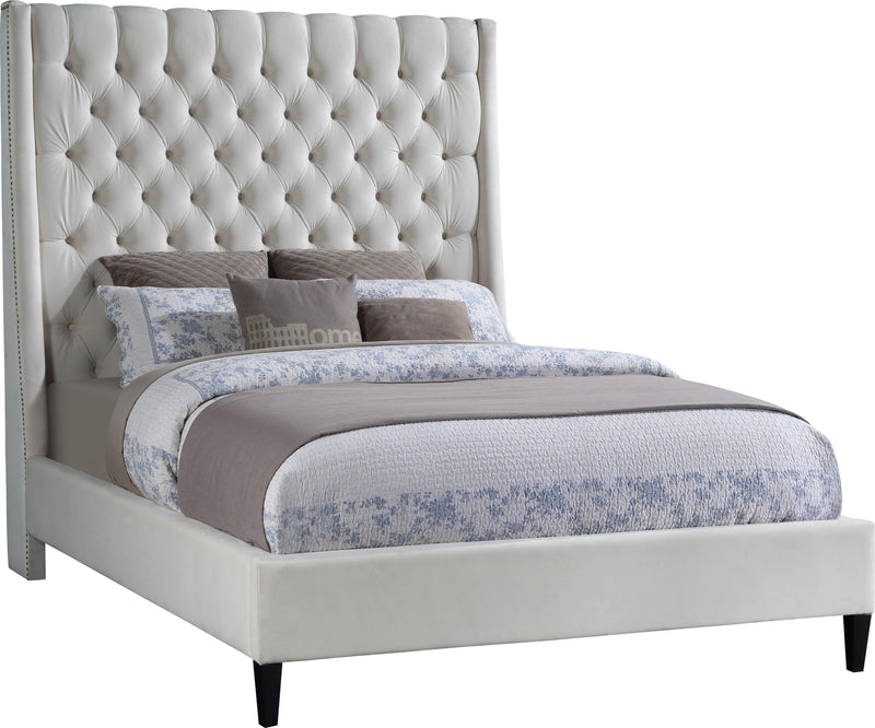 Fritz Cream Velvet Queen Bed - Town Of Bargains Furniture - NY