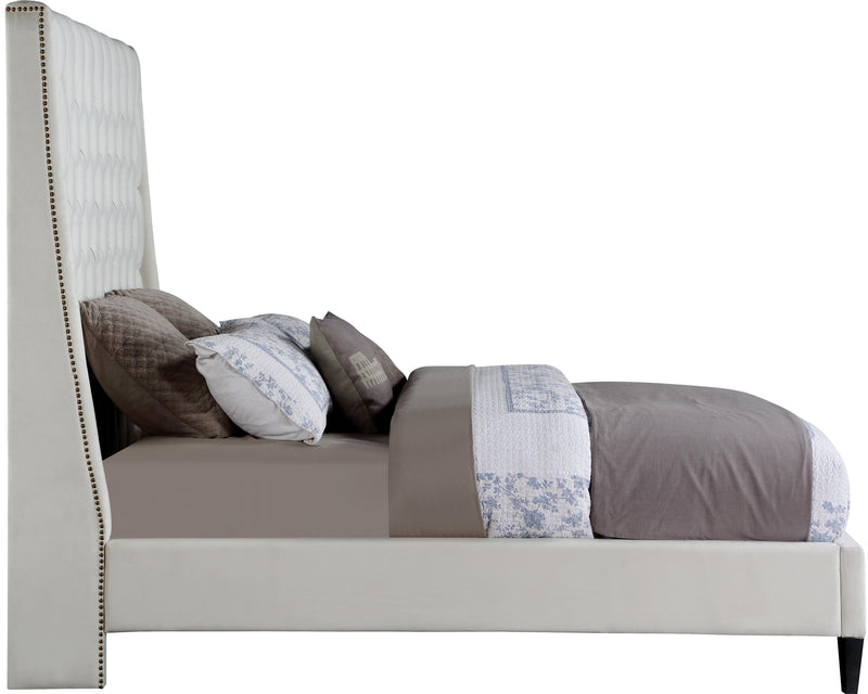 Fritz Cream Velvet Queen Bed - Town Of Bargains Furniture - NY
