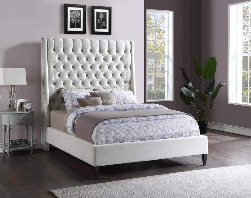 Fritz Cream Velvet Queen Bed - Town Of Bargains Furniture - NY