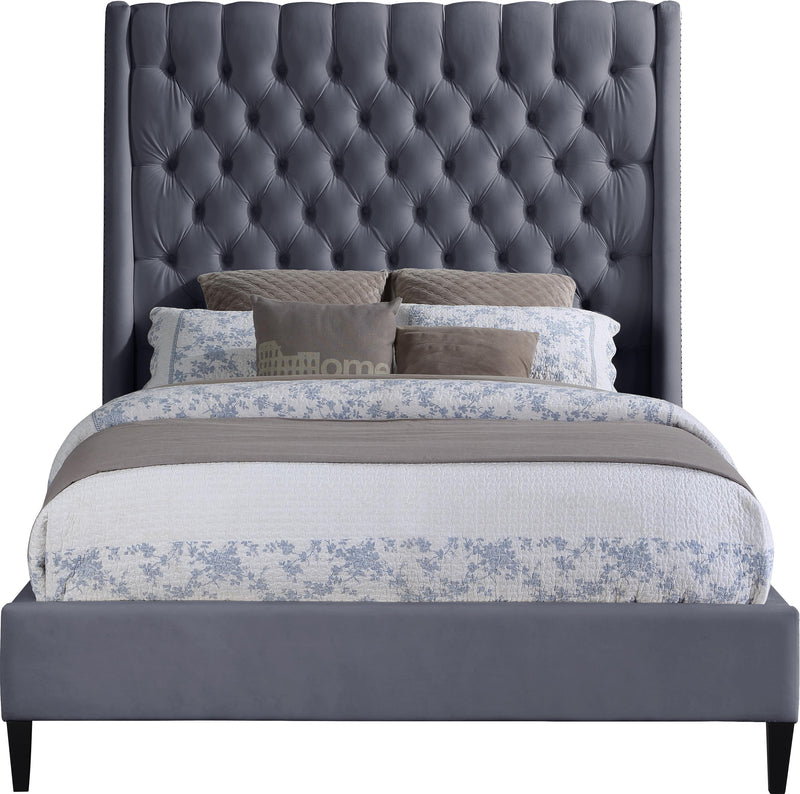 Fritz Grey Velvet King Bed - Town Of Bargains Furniture - NY
