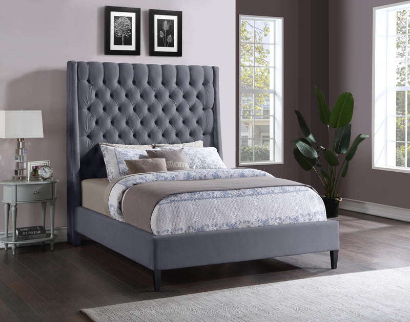 Fritz Grey Velvet King Bed - Town Of Bargains Furniture - NY