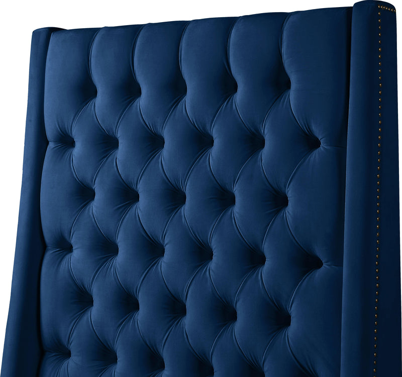 Fritz Navy Velvet Twin Bed - Town Of Bargains Furniture - NY
