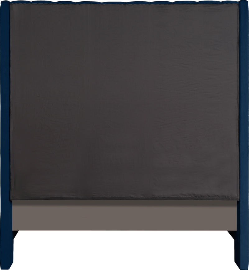 Fritz Navy Velvet Queen Bed - Town Of Bargains Furniture - NY