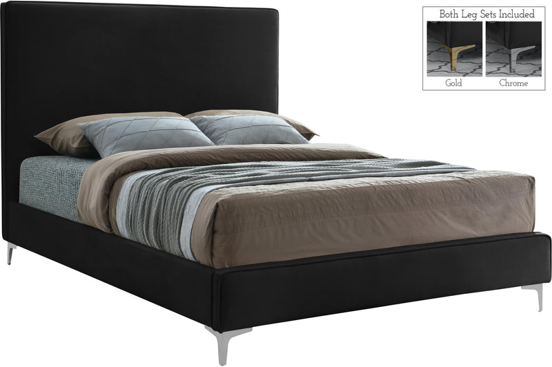 Geri Black Velvet Queen Bed - Town Of Bargains Furniture - NY