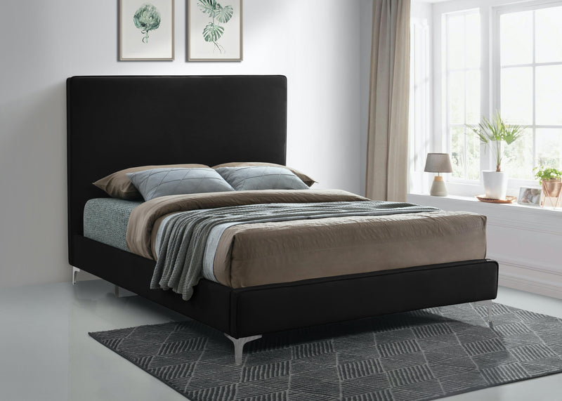 Geri Black Velvet Queen Bed - Town Of Bargains Furniture - NY