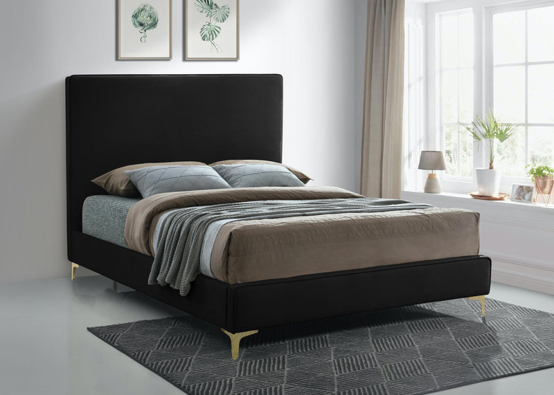 Geri Black Velvet Queen Bed - Town Of Bargains Furniture - NY