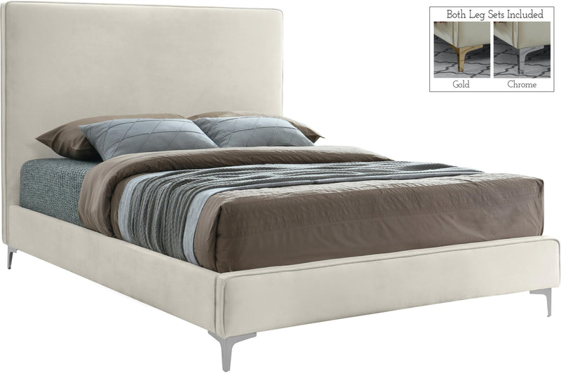 Geri Cream Velvet Queen Bed - Town Of Bargains Furniture - NY