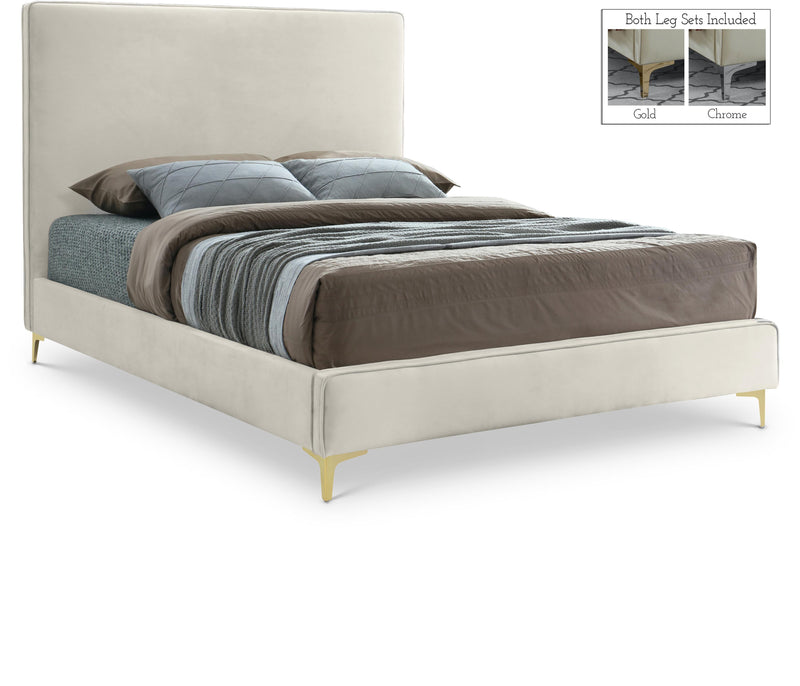 Geri Cream Velvet Queen Bed - Town Of Bargains Furniture - NY