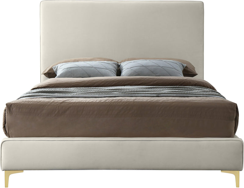 Geri Cream Velvet Queen Bed - Town Of Bargains Furniture - NY