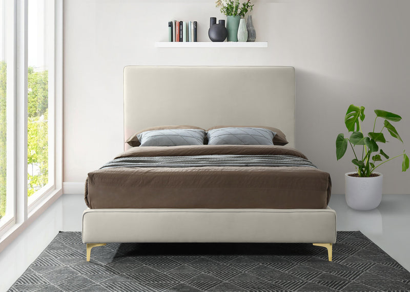 Geri Cream Velvet King Bed - Town Of Bargains Furniture - NY
