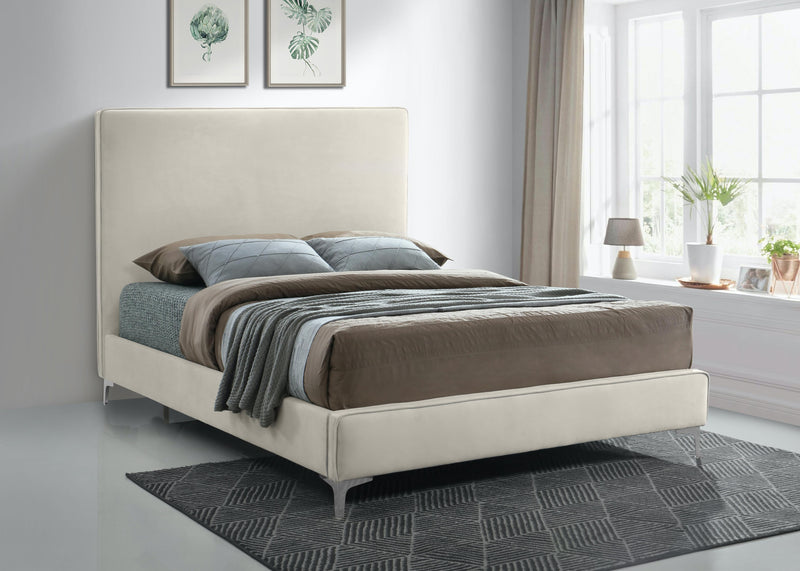 Geri Cream Velvet Queen Bed - Town Of Bargains Furniture - NY
