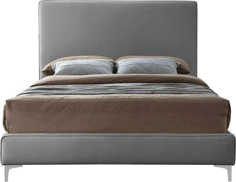 Geri Grey Velvet Queen Bed