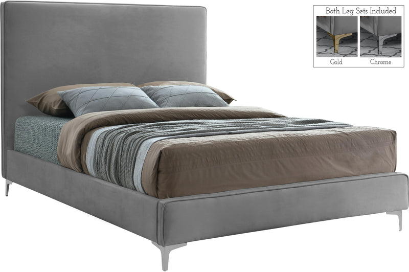 Geri Grey Velvet King Bed - Town Of Bargains Furniture - NY