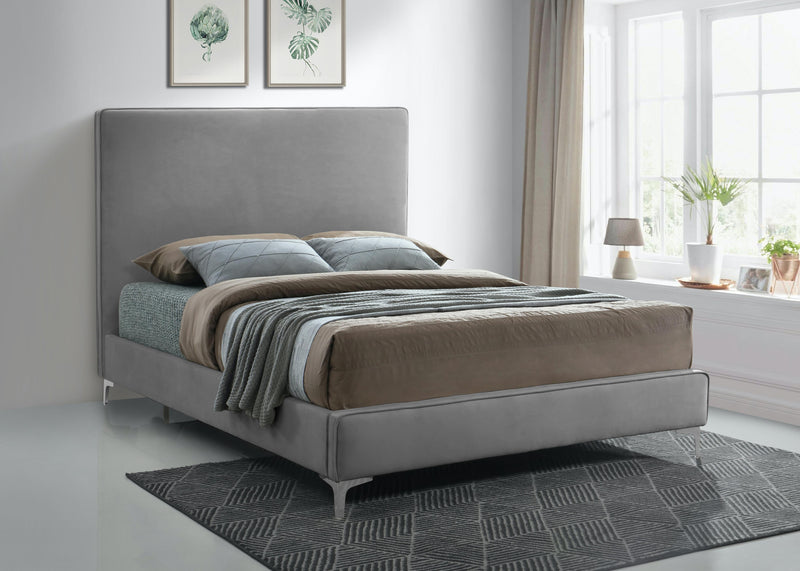 Geri Grey Velvet King Bed - Town Of Bargains Furniture - NY