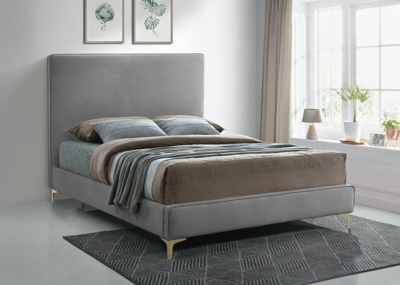 Geri Grey Velvet King Bed