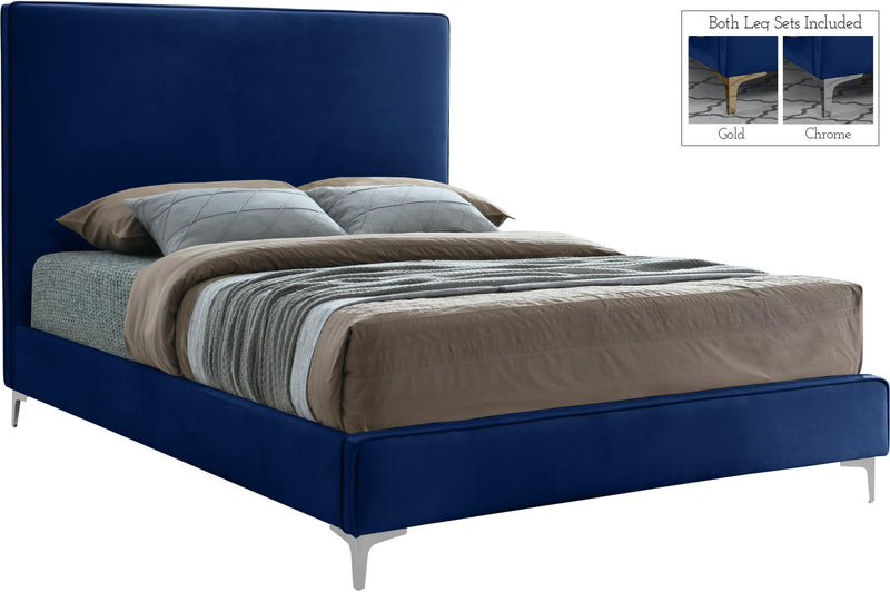 Geri Navy Velvet King Bed - Town Of Bargains Furniture - NY
