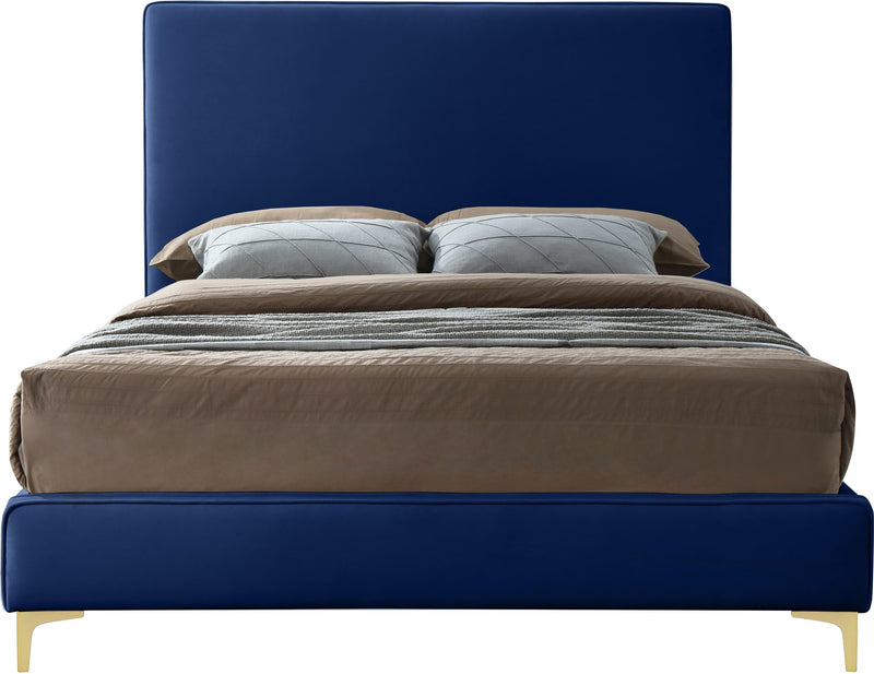 Geri Navy Velvet Queen Bed - Town Of Bargains Furniture - NY
