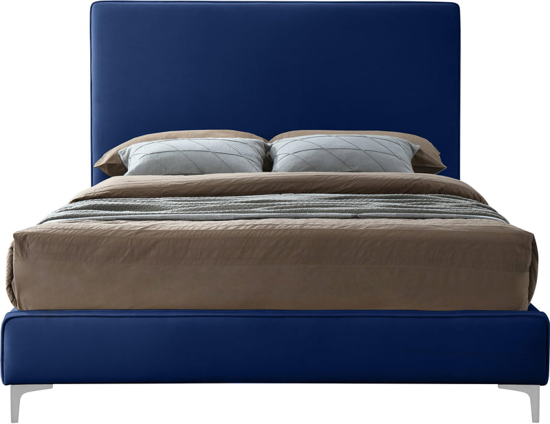 Geri Navy Velvet Queen Bed - Town Of Bargains Furniture - NY