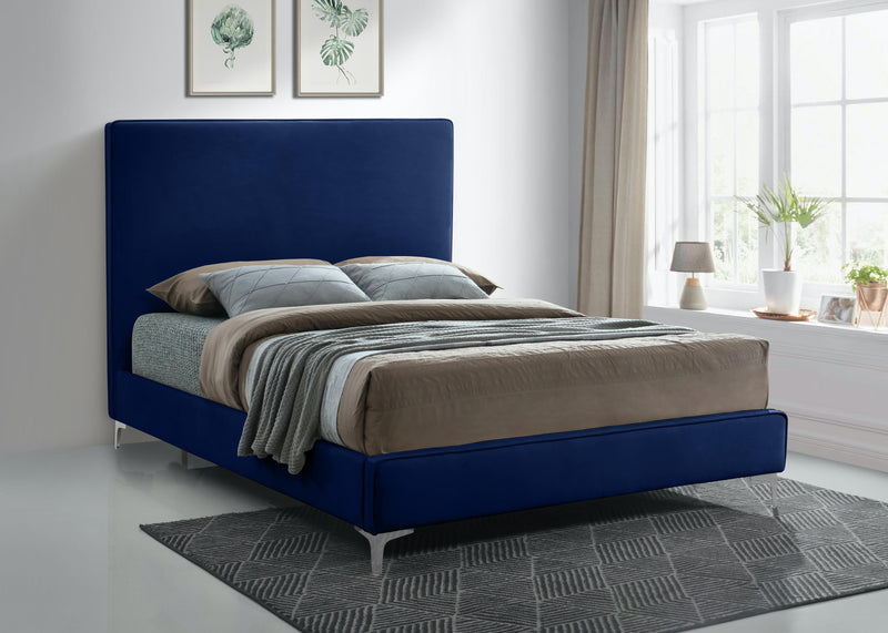 Geri Navy Velvet King Bed - Town Of Bargains Furniture - NY