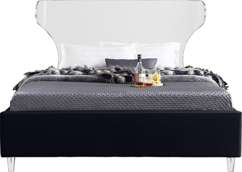 Ghost Black Velvet Queen Bed - Town Of Bargains Furniture - NY