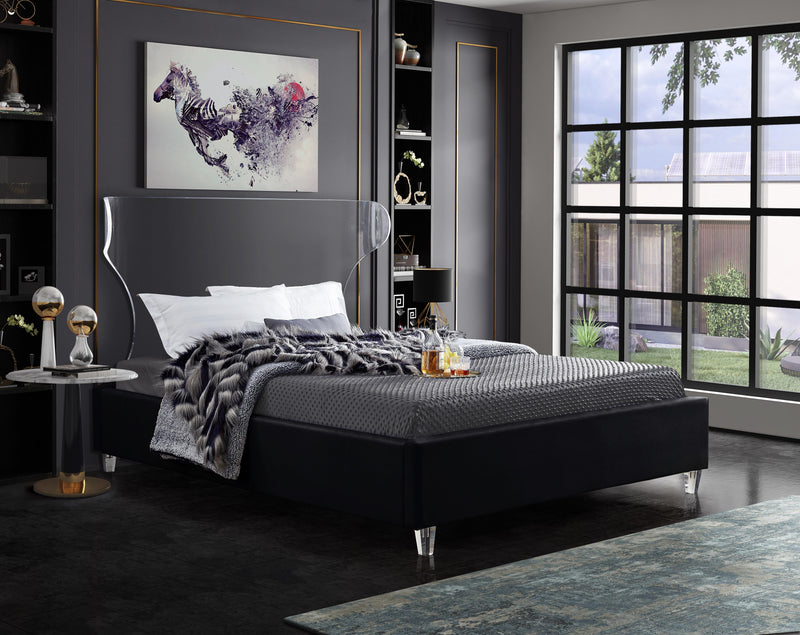 Ghost Black Velvet Queen Bed - Town Of Bargains Furniture - NY