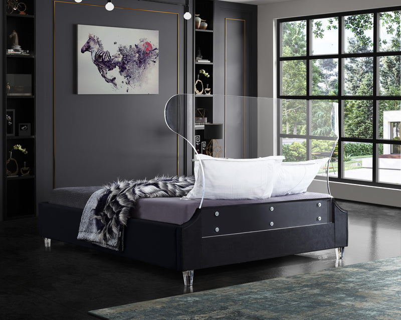 Ghost Black Velvet Queen Bed - Town Of Bargains Furniture - NY