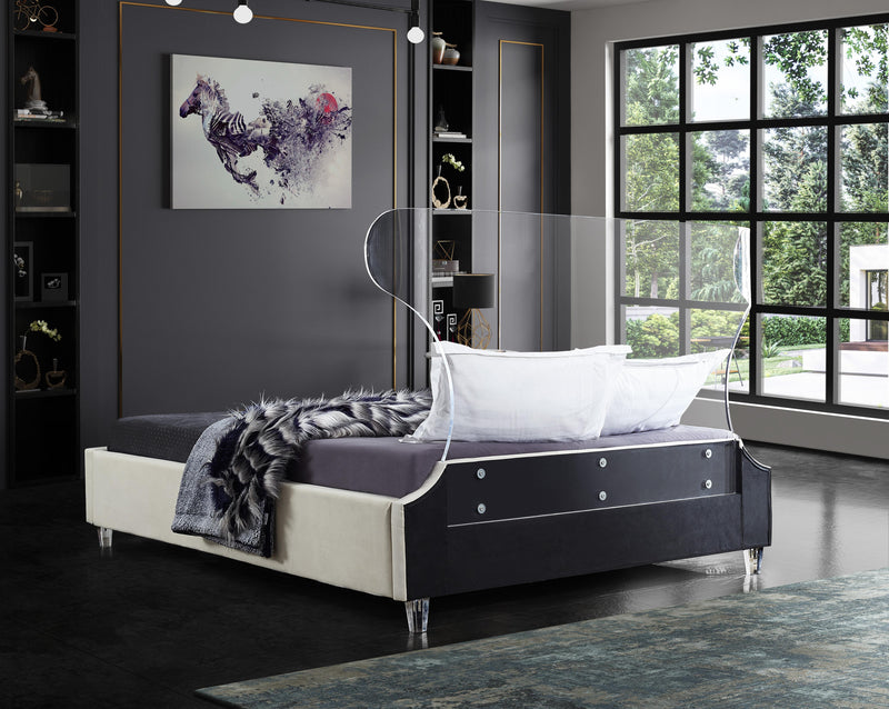Ghost Cream Velvet King Bed - Town Of Bargains Furniture - NY