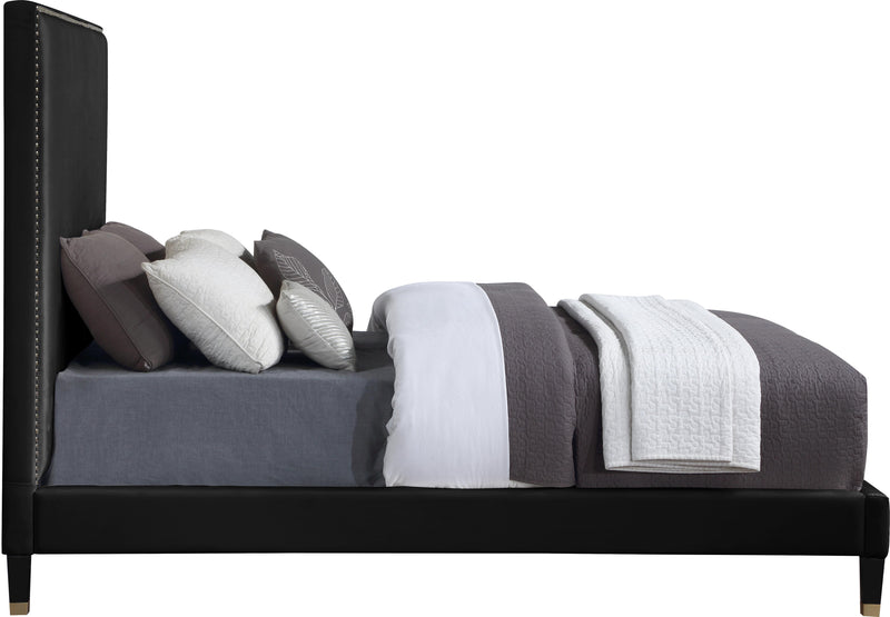 Harlie Black Velvet Queen Bed - Town Of Bargains Furniture - NY