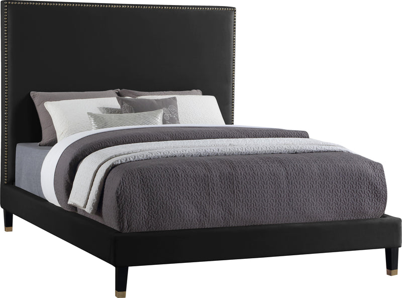 Harlie Black Velvet Queen Bed - Town Of Bargains Furniture - NY