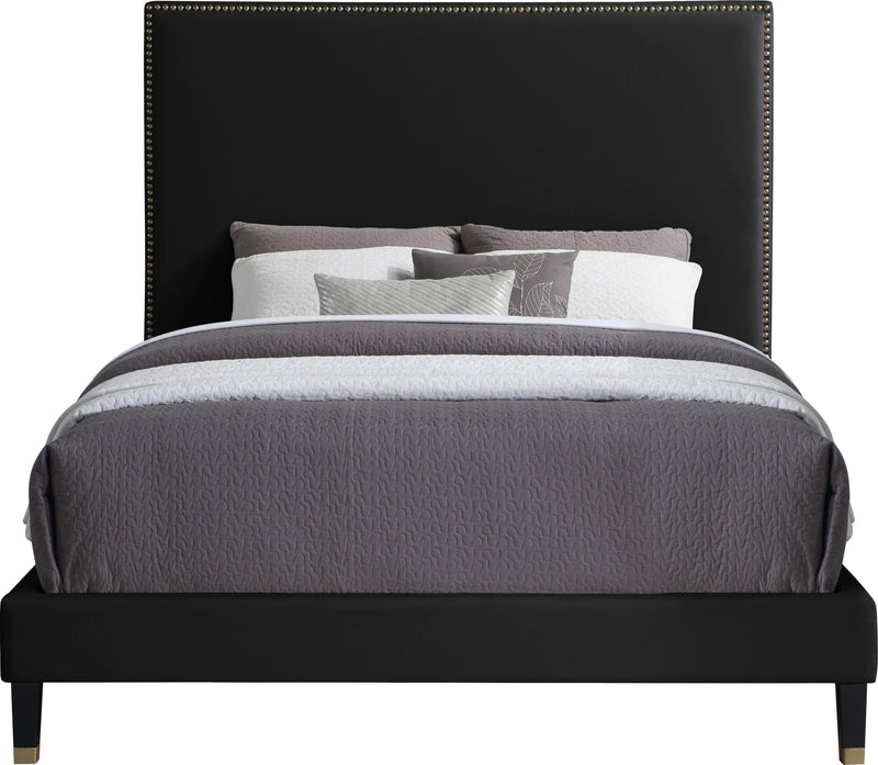 Harlie Black Velvet Queen Bed - Town Of Bargains Furniture - NY