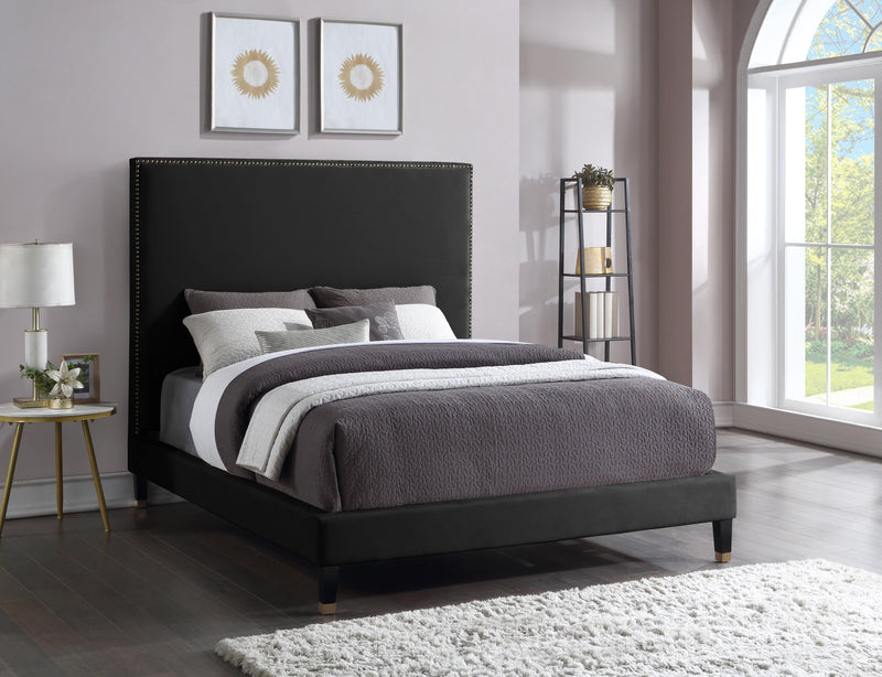 Harlie Black Velvet Queen Bed - Town Of Bargains Furniture - NY